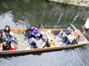 shared punting tour in cambridge with social distancing measures in place