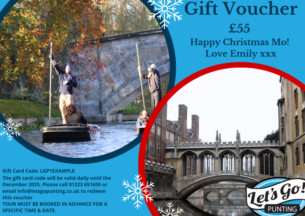 voucher for punting with Christmas decorations