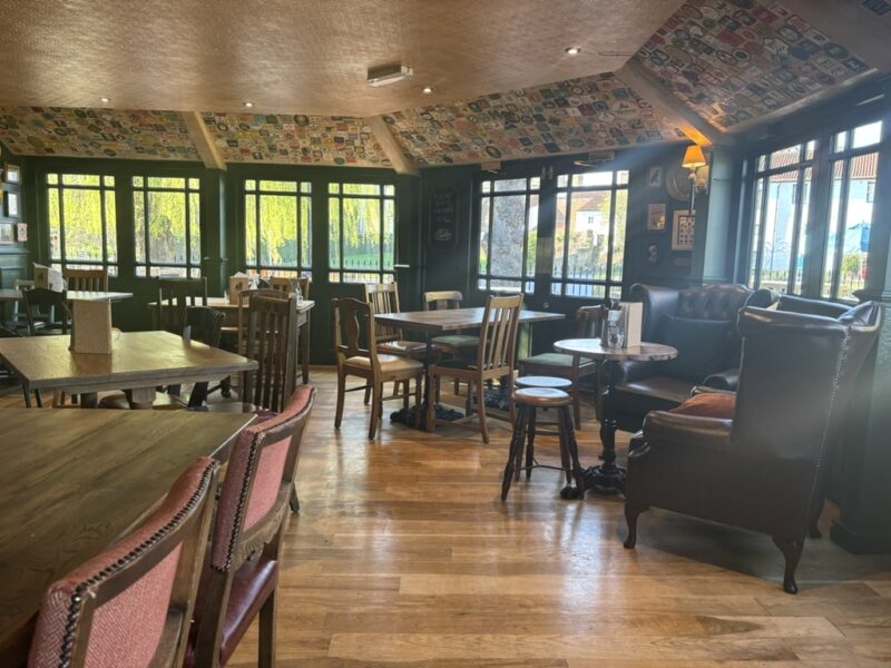 the seating and interior of Byron's Bear Cambridge with their new decorations