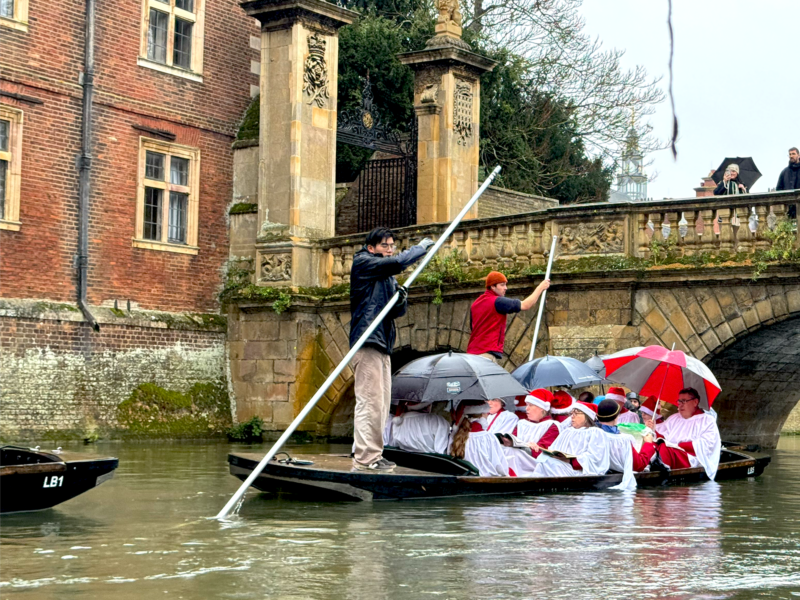 Christmas Carols on the River Cam in Cambridge