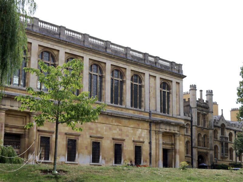 The Wren Library in Cambridge from the point of view along the River Cam