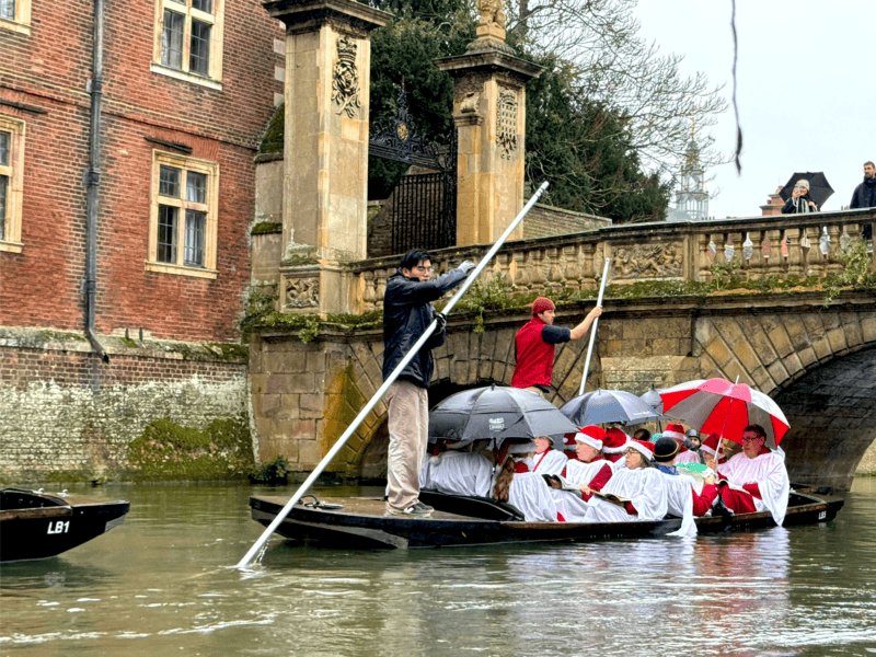 Christmas Carols on the River Cam in Cambridge