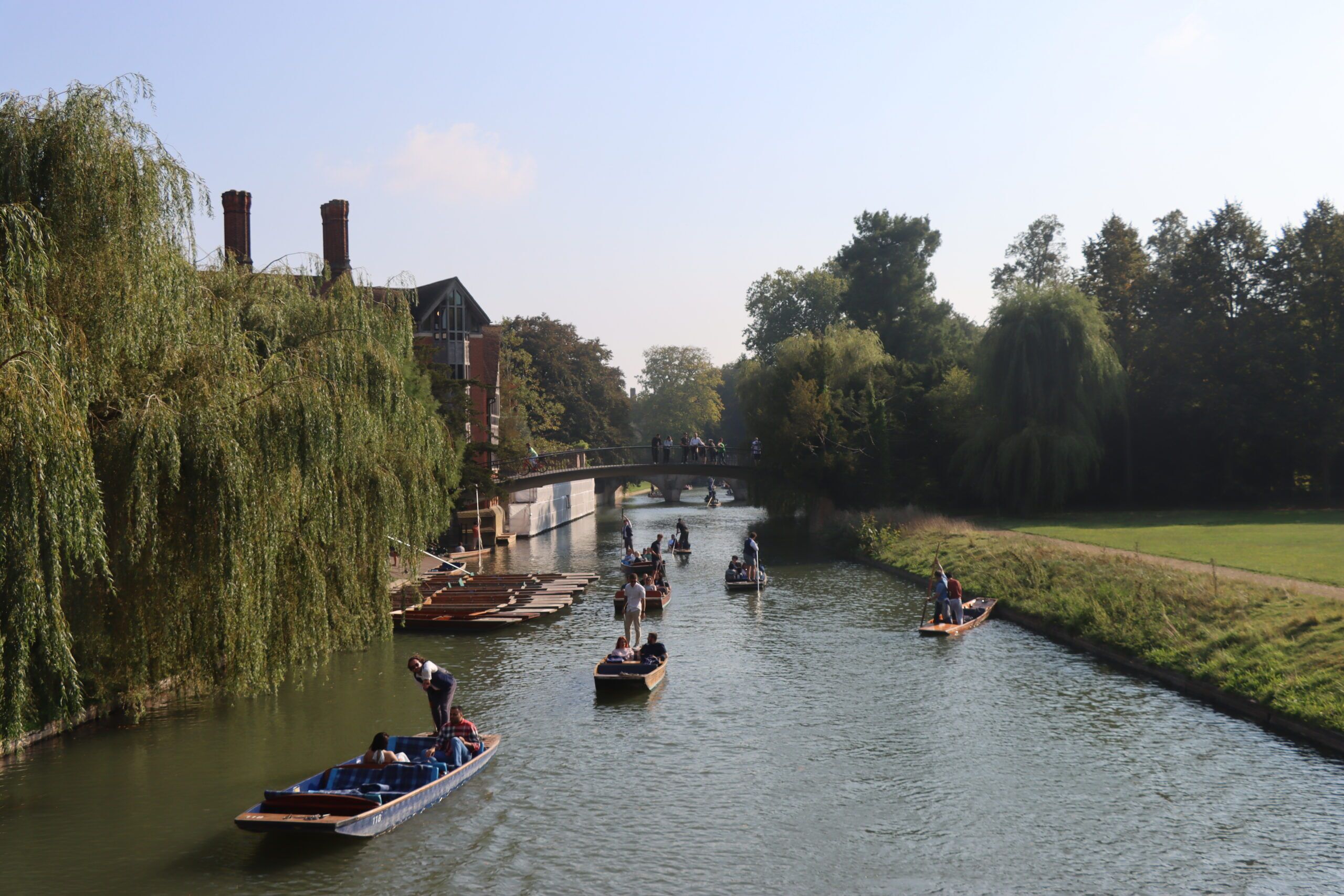 scenic shot of the River Cam Cambridge England with punting tours