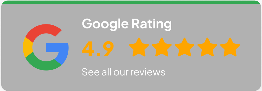 Google Rating 4.9 out of 5 stars badge with link to see all our reviews.