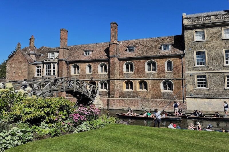 a beautiful bridge viewed during a cambridge punting tour